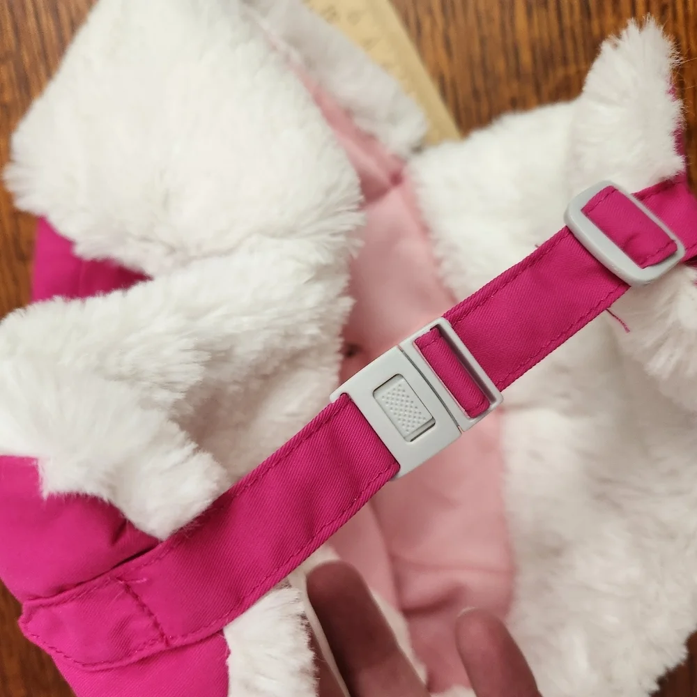 3/$25 Trapper Girl Winter Hat Medium Size Pink Quilted Ear Flaps White Sherpa